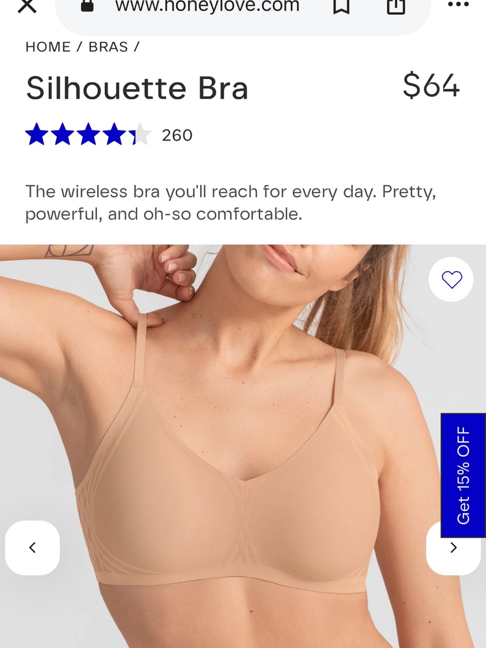 Honeylove Silhouette Wireless Bra - Nude/Sand NEW With Tags